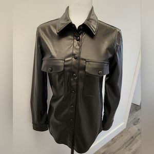 Dex Black Faux leather shirt/jacket sz XS